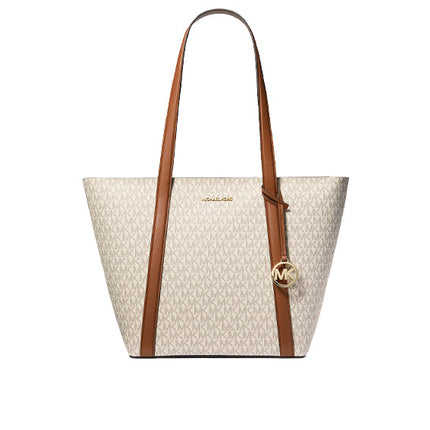 Michael Kors Women's Pratt Large Signature Logo Tote Bag Vanilla