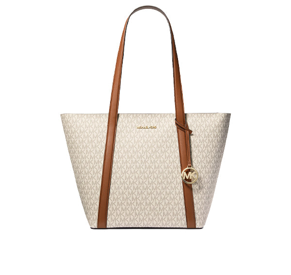 Michael Kors Women's Pratt Large Signature Logo Tote Bag Vanilla