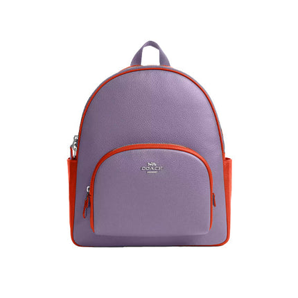 Coach Women's Court Backpack In Colorblock Silver/Light Violet/Electric Coral