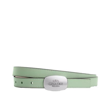 Coach Women's Signature Buckle Cut To Size Reversible Eliza Belt, 18 Mm Sv/Pale Green/Ivory