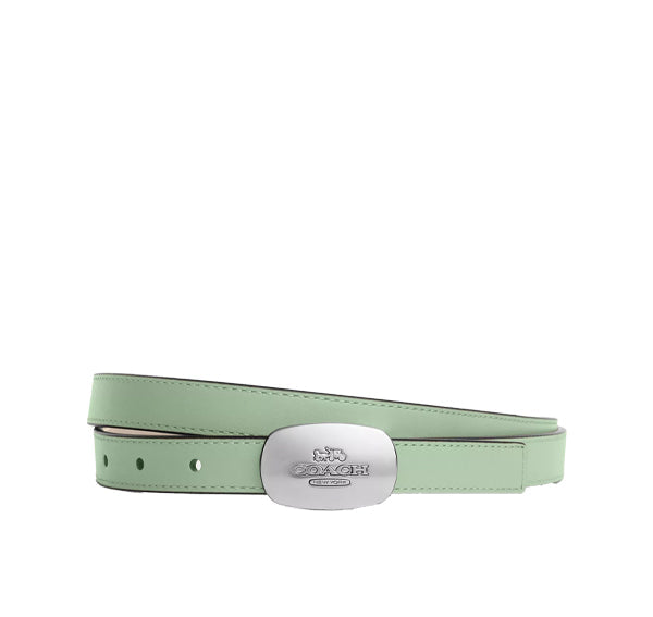 Coach Women's Signature Buckle Cut To Size Reversible Eliza Belt, 18 Mm Sv/Pale Green/Ivory