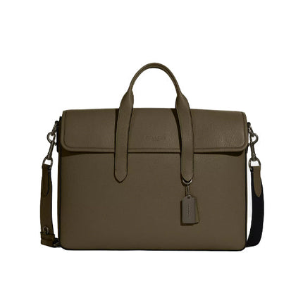 Coach Unisex Sullivan Portfolio Brief Gunmetal/Utility Green