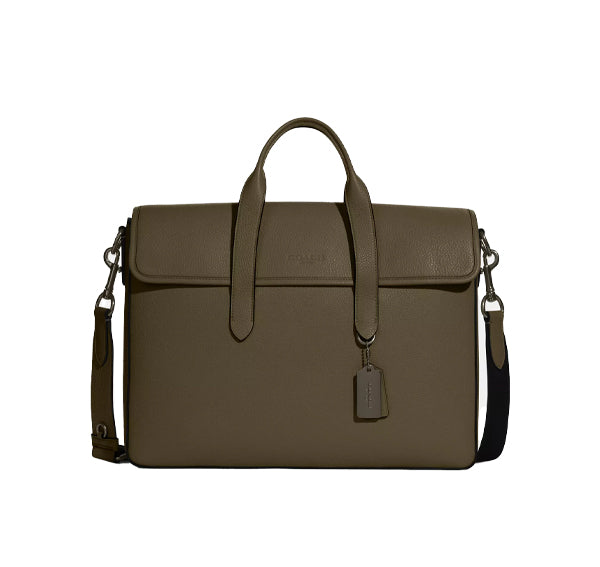 Coach Unisex Sullivan Portfolio Brief Gunmetal/Utility Green