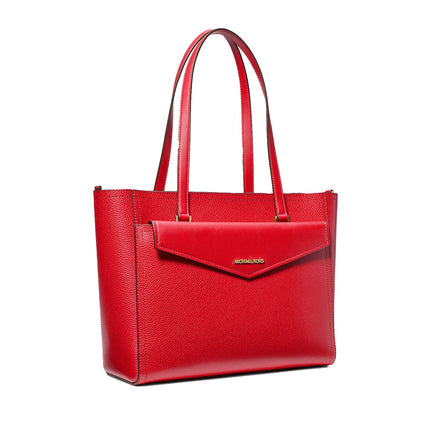 Michael Kors Women's Maisie Large Pebbled Leather 3-in-1 Tote Bag Bright Red