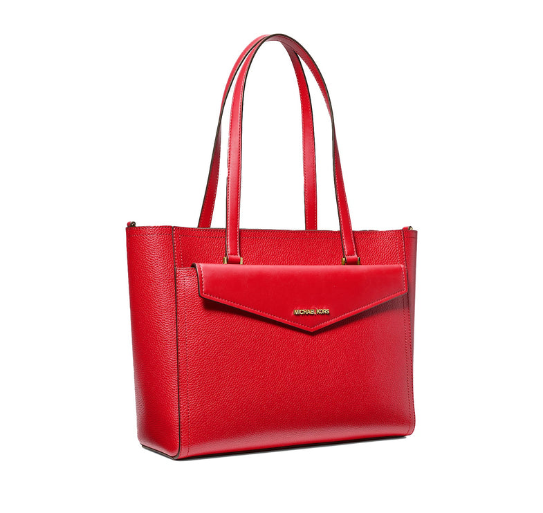 Michael Kors Women's Maisie Large Pebbled Leather 3-in-1 Tote Bag Bright Red