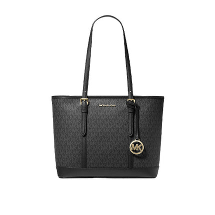 Michael Kors Women's Jet Set Travel Small Logo Top Zip Tote Bag Black