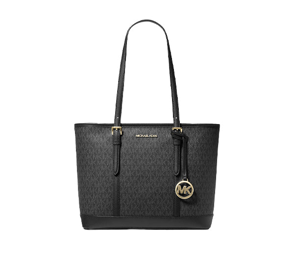 Michael Kors Women's Jet Set Travel Small Logo Top Zip Tote Bag Black