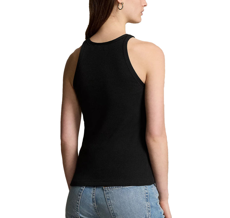 Polo Ralph Lauren Women's Ribbed Cotton Tank Top Polo Black