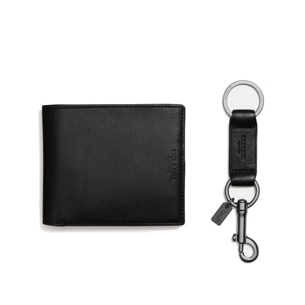 Coach Men's Boxed 3 In 1 Wallet Gift Set Black