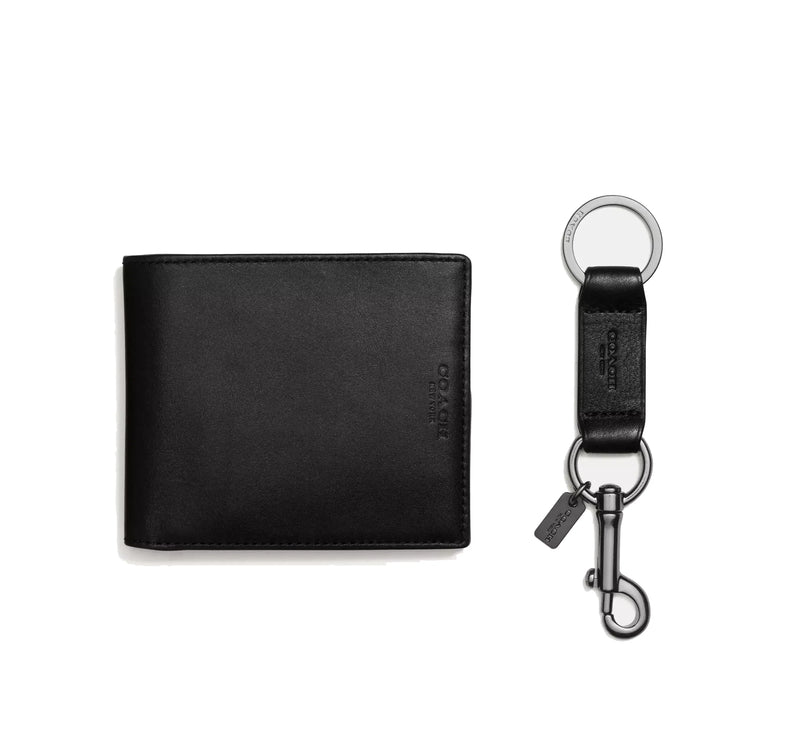 Coach Men's Boxed 3 In 1 Wallet Gift Set Black