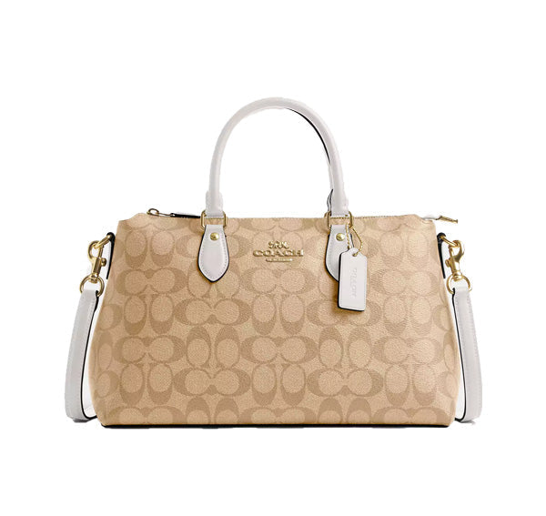 Coach Women's Georgia Satchel In Signature Canvas Gold/Light Khaki Chalk