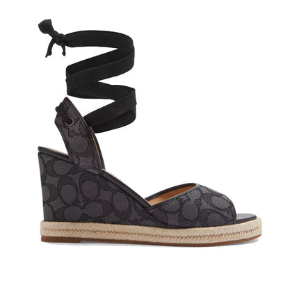 Coach Women's Patrice Espadrille In Signature Jacquard Black/Smoke/Coal