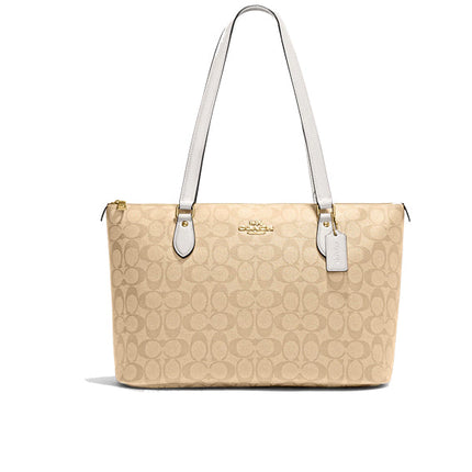 Coach Women's Gallery Tote In Signature Canvas Gold/Light Khaki Chalk