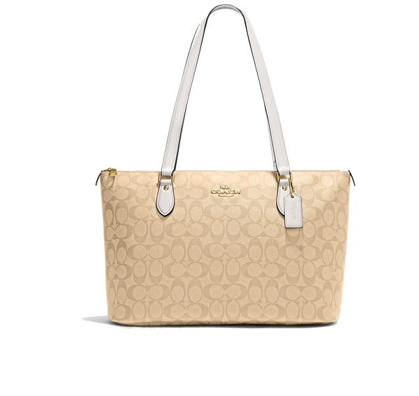 Coach Women's Gallery Tote In Signature Canvas Gold/Light Khaki Chalk