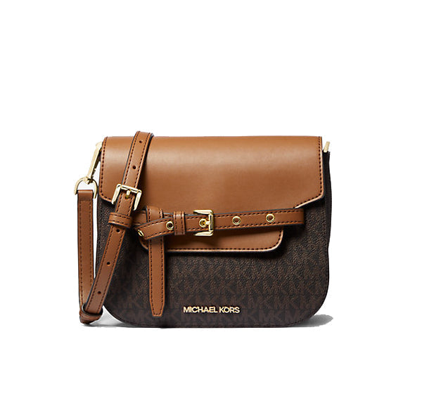 Michael Kors Women's Emilia Small Logo Crossbody Bag Brown/Gold