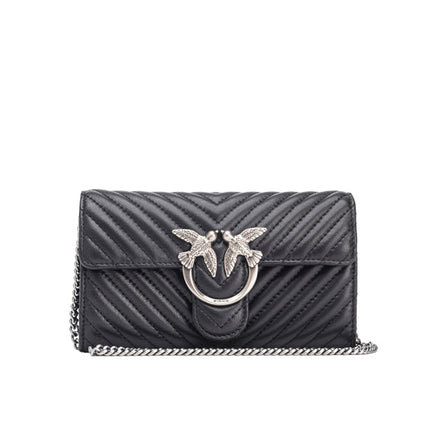 Pinko Women's Love Bag One Wallet Chevron Black/Silver