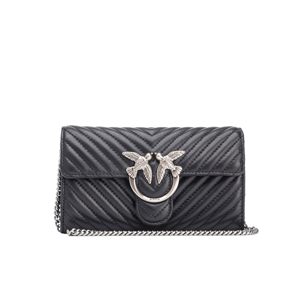 Pinko Women's Love Bag One Wallet Chevron Black/Silver