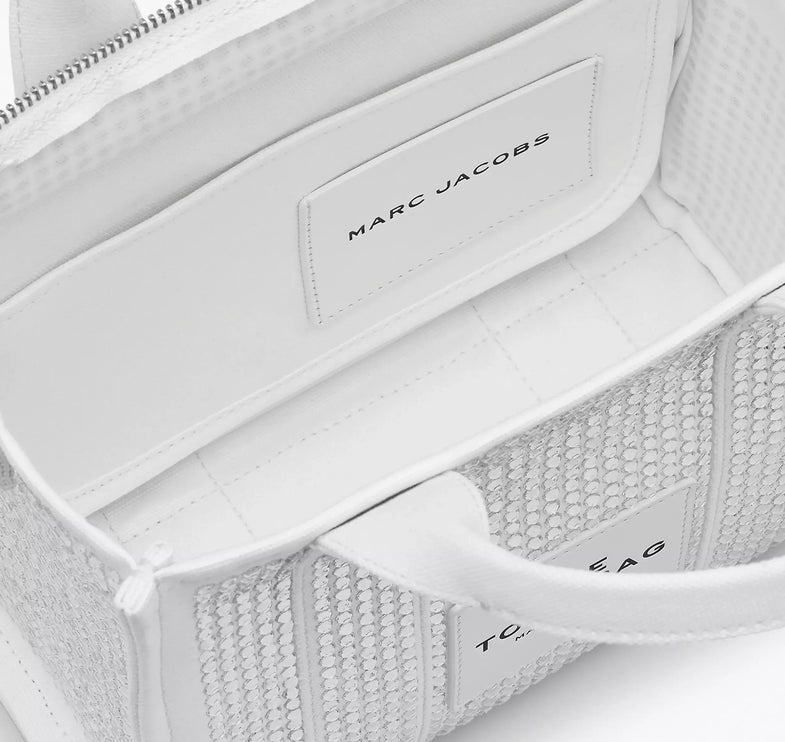Marc Jacobs Women's The Crystal Denim Small Tote Bag White Crystal