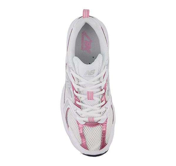 New Balance 530 White with Pink Sugar and Silver Metallic MR530PK