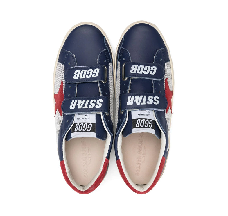 Golden Goose Hook and Loop Grade School Super Star Navy/Silver/Red