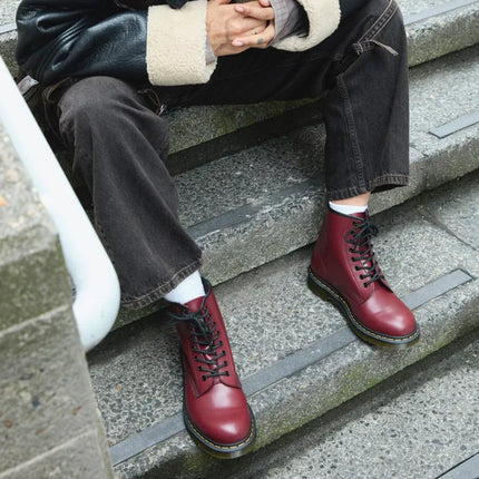 Dr. Martens Unisex 1460 Smooth Leather Lace Up Boots Cherry Red