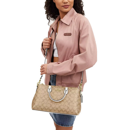 Coach Women's Georgia Satchel In Signature Canvas Gold/Light Khaki Chalk