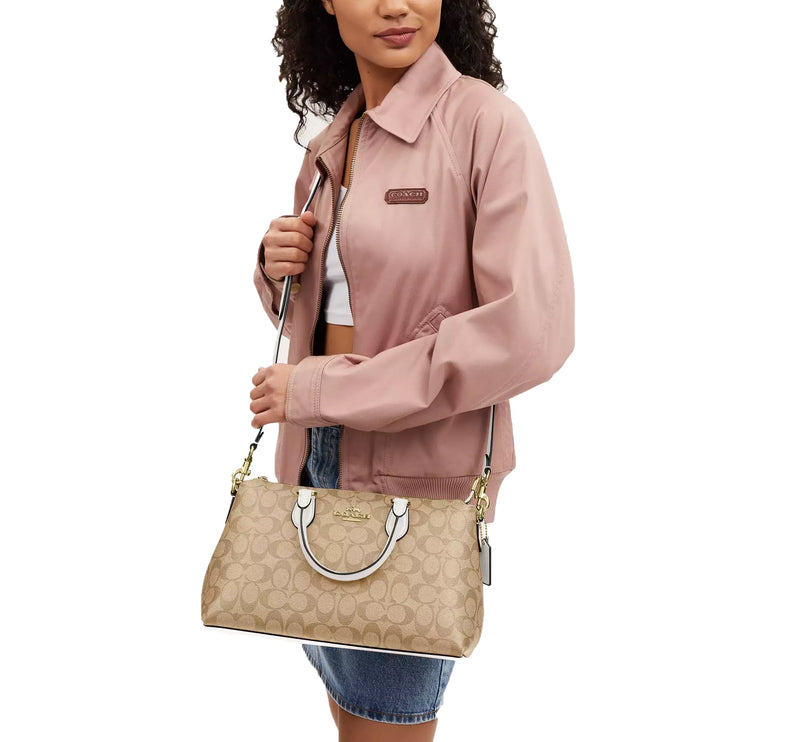 Coach Women's Georgia Satchel In Signature Canvas Gold/Light Khaki Chalk