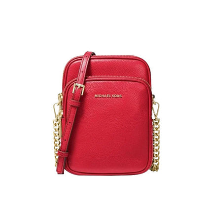 Michael Kors Women's Jet Set Travel Medium Saffiano Leather Crossbody Bag Bright Red - Ready to Ship