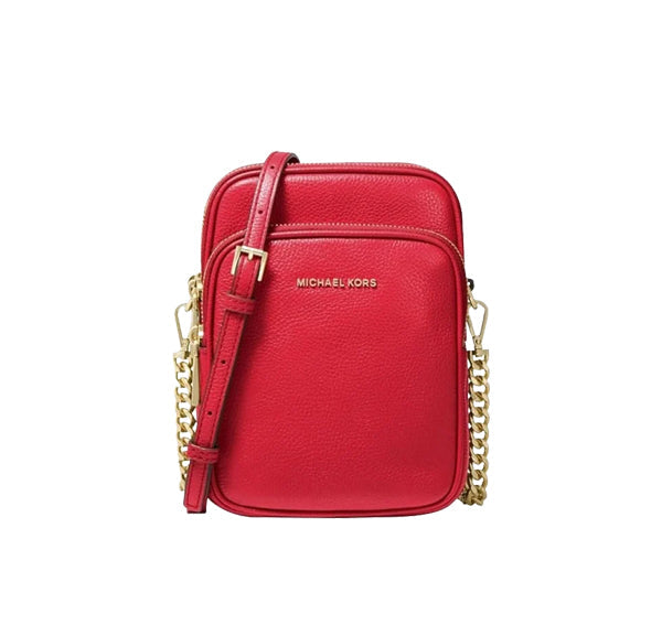 Michael Kors Women's Jet Set Travel Medium Saffiano Leather Crossbody Bag Bright Red - Ready to Ship