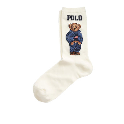 Polo Ralph Lauren Women's Polo Bear Crew Socks Ivory - Ready to Ship