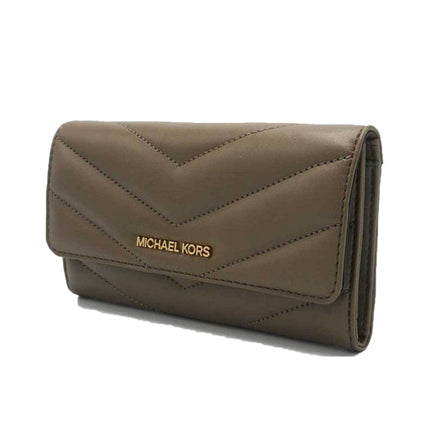 Michael Kors Women's Jet Set Travel Soft Quilted Leather Large Trifold Wallet Dusk - Ready to Ship