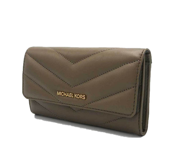 Michael Kors Women's Jet Set Travel Soft Quilted Leather Large Trifold Wallet Dusk - Ready to Ship