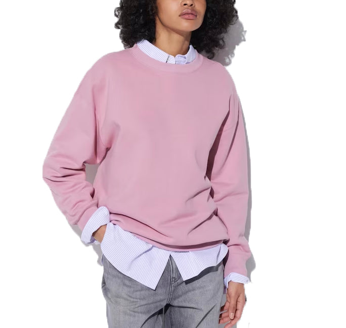 Uniqlo Women's Crew Neck Long Sleeve Sweatshirt 11 Pink