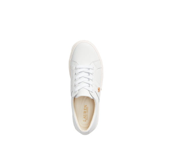 Polo Ralph Lauren Women's Janson II Action Leather Sneaker RL White - Ready to Ship