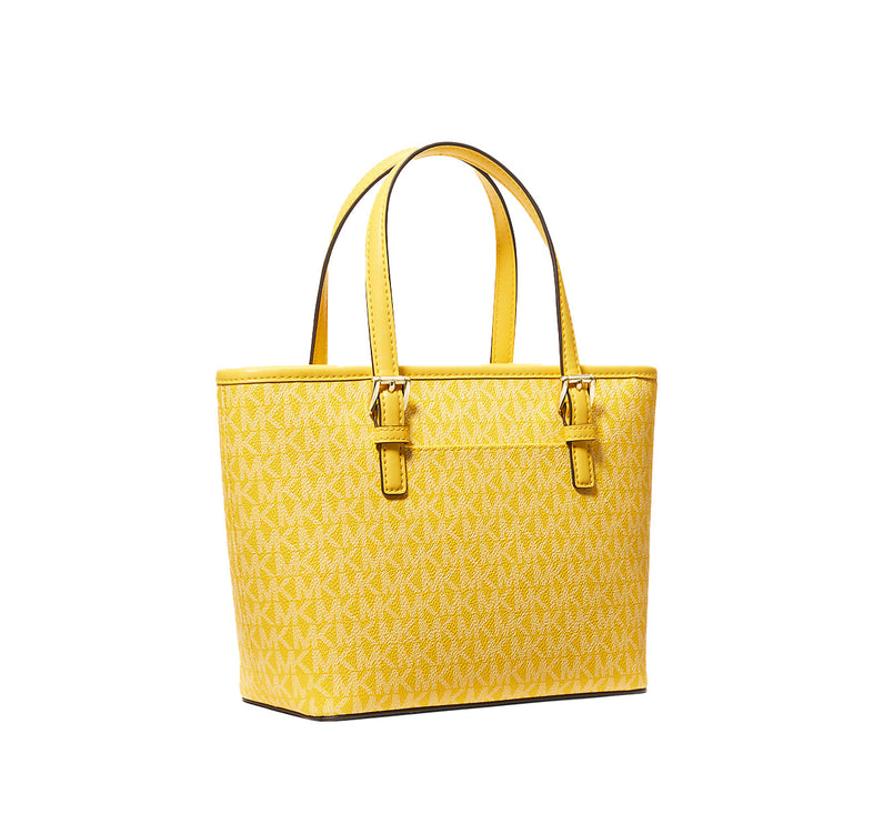 Michael Kors Women's Jet Set Travel Extra Small Logo Top Zip Tote Bag Golden Yellow