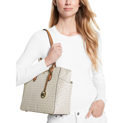 Michael Kors Women's Marilyn Medium Logo Tote Bag Vanilla Acorn