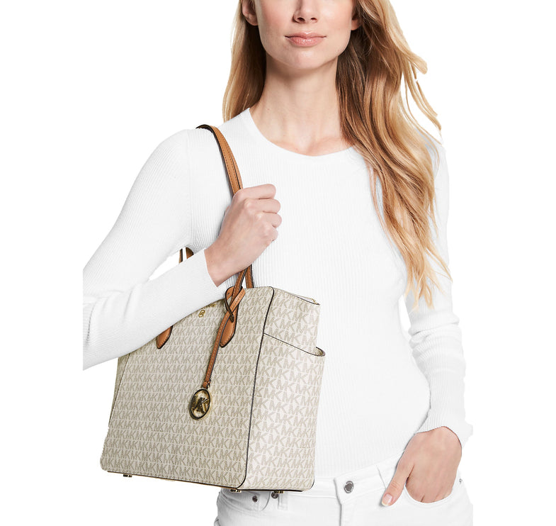 Michael Kors Women's Marilyn Medium Logo Tote Bag Vanilla Acorn