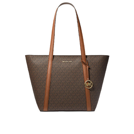 Michael Kors Women's Pratt Large Signature Logo Tote Bag Brown