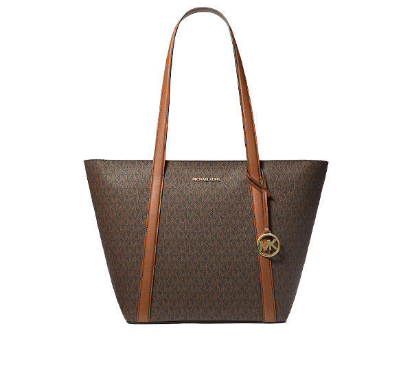 Michael Kors Women's Pratt Large Signature Logo Tote Bag Brown