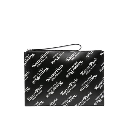 Kenzo Women's Large Leather Kenzogram Pouch Black