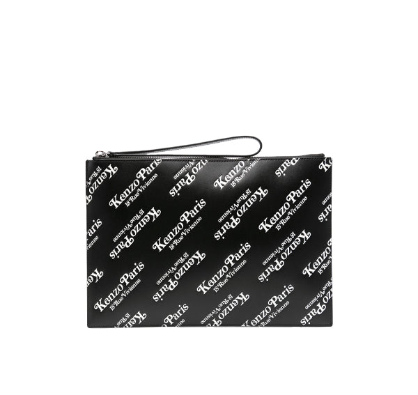 Kenzo Women's Large Leather Kenzogram Pouch Black