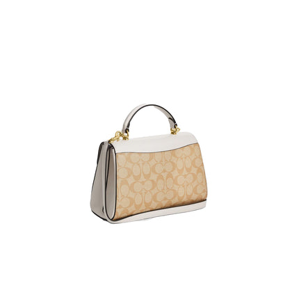 Coach Women's Eliza Top Handle In Signature Canvas Gold/Light Khaki Chalk - Ready to Ship