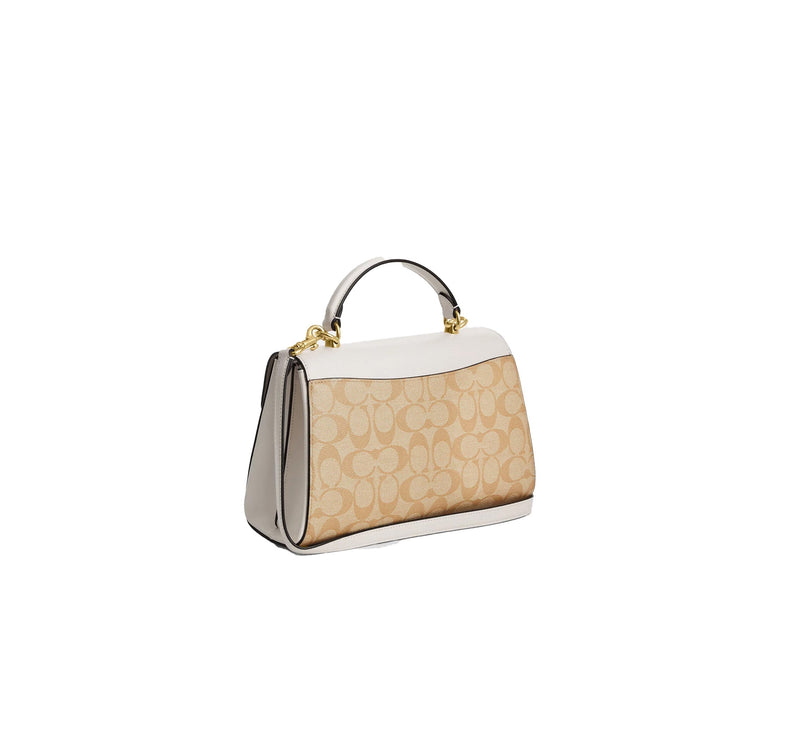 Coach Women's Eliza Top Handle In Signature Canvas Gold/Light Khaki Chalk - Ready to Ship