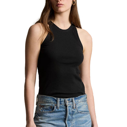 Polo Ralph Lauren Women's Ribbed Cotton Tank Top Polo Black