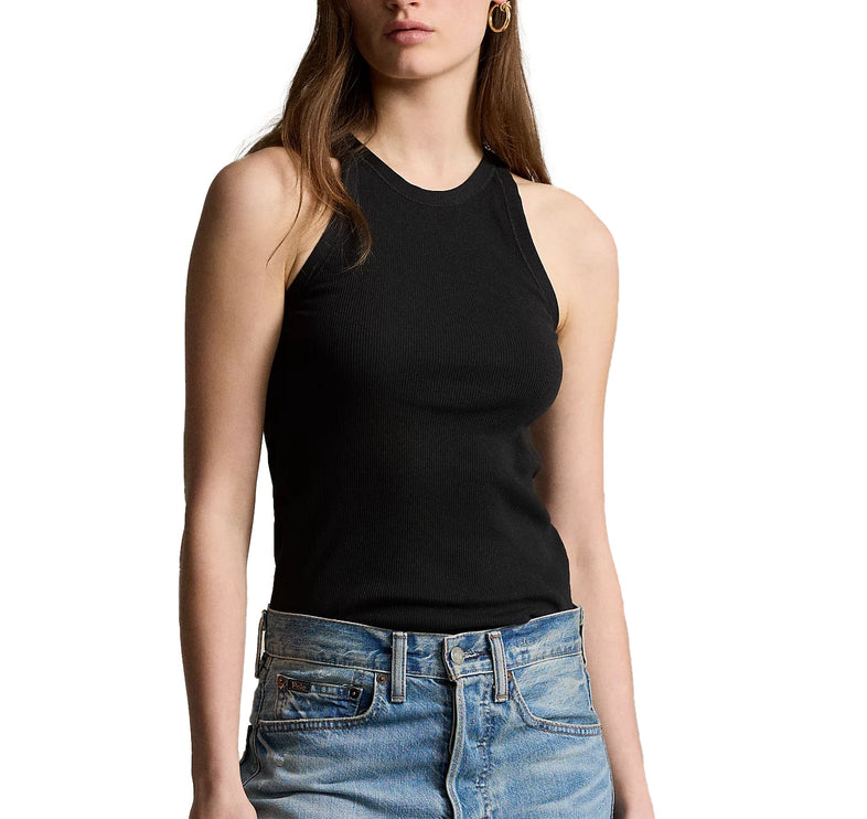 Polo Ralph Lauren Women's Ribbed Cotton Tank Top Polo Black