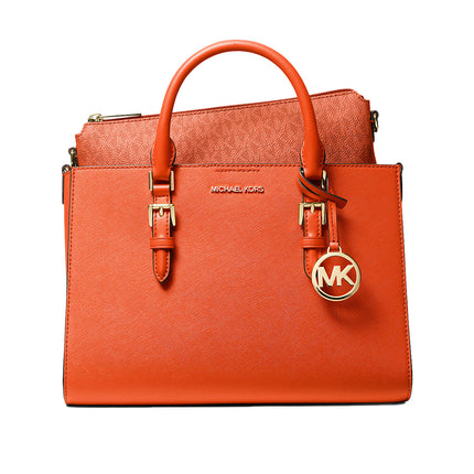 Michael Kors Women's Charlotte Medium Saffiano Leather 2-in-1 Tote Bag Poppy