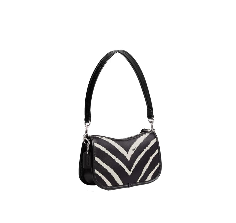 Coach Women's Swinger Bag 20 With Zebra Print Silver/Zebra