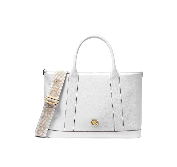 Michael Kors Women's Luisa Medium Pebbled Leather Tote Bag Optic White