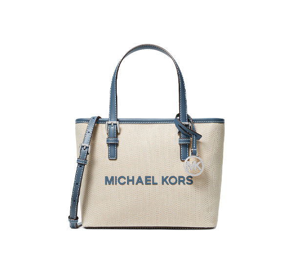 Michael Kors Women's Jet Set Travel Extra-Small Canvas Top-Zip Tote Bag Denim