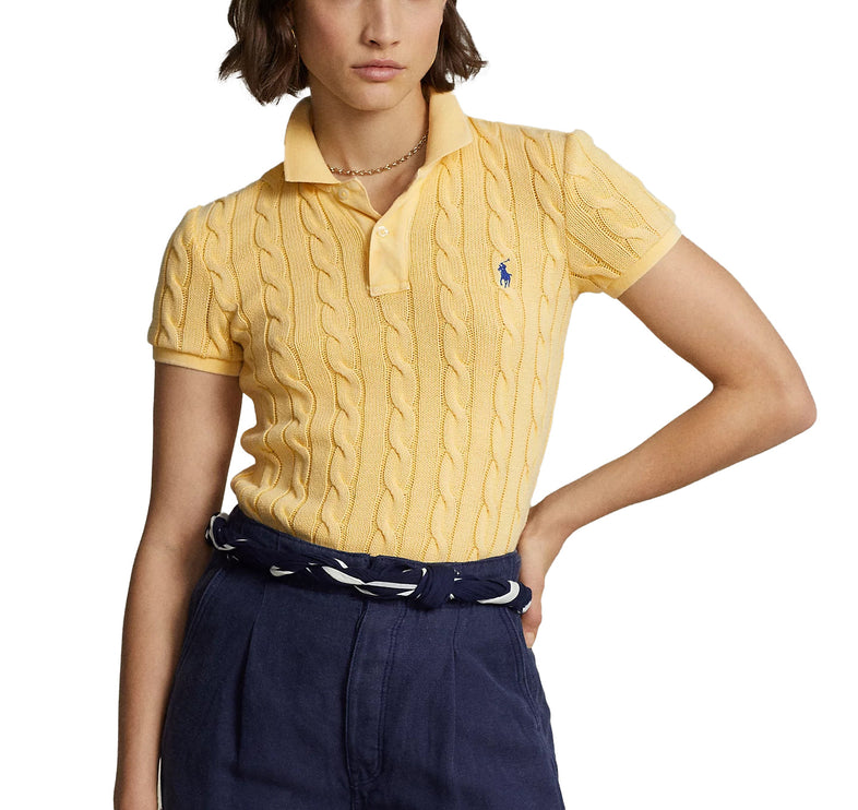 Polo Ralph Lauren Women's Cable Knit Polo Shirt Fall Yellow